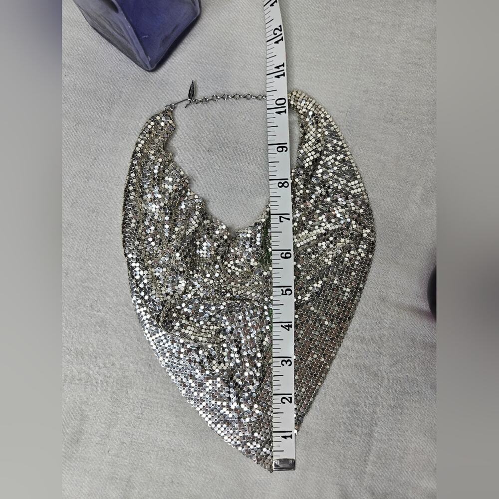 Whiting and Davis Mesh Mates Bib Cowl Necklace Silver - Picture 4 of 6